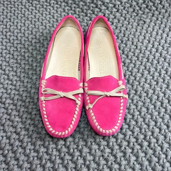 Vera Wang Fuchsia Pink Suede Loafers Slip On Shoes Women Size 6 M, Made in Italy - Picture 3 of 14